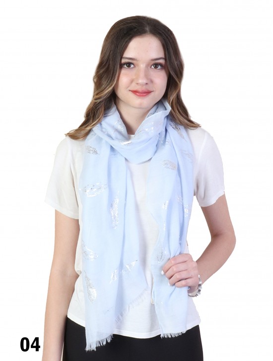 Foil Feather Print Scarf